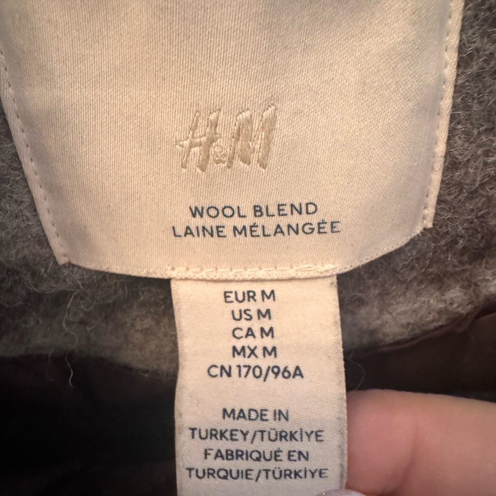 H&M Brown Wool Blend Plaid Double-Breasted Coat - Picture 5 of 8